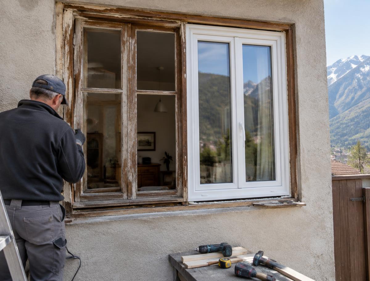 Remplacement d'une ancienne fenêtre par une menuiserie moderne à Grenoble